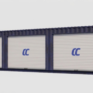 40ft Used Storage Container w/ Three 8ft Roll-up Doors on Left Side for sale. 